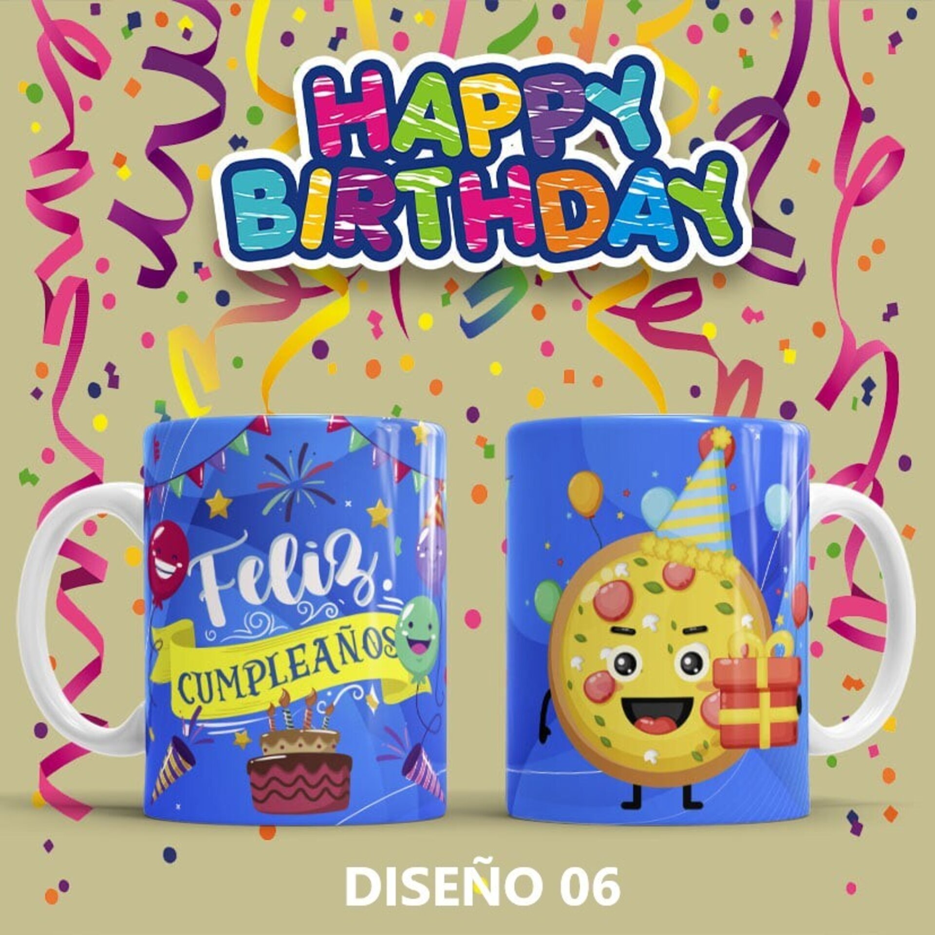 Taza Feliz Cumpleaños, varios diseños a elegir - 6