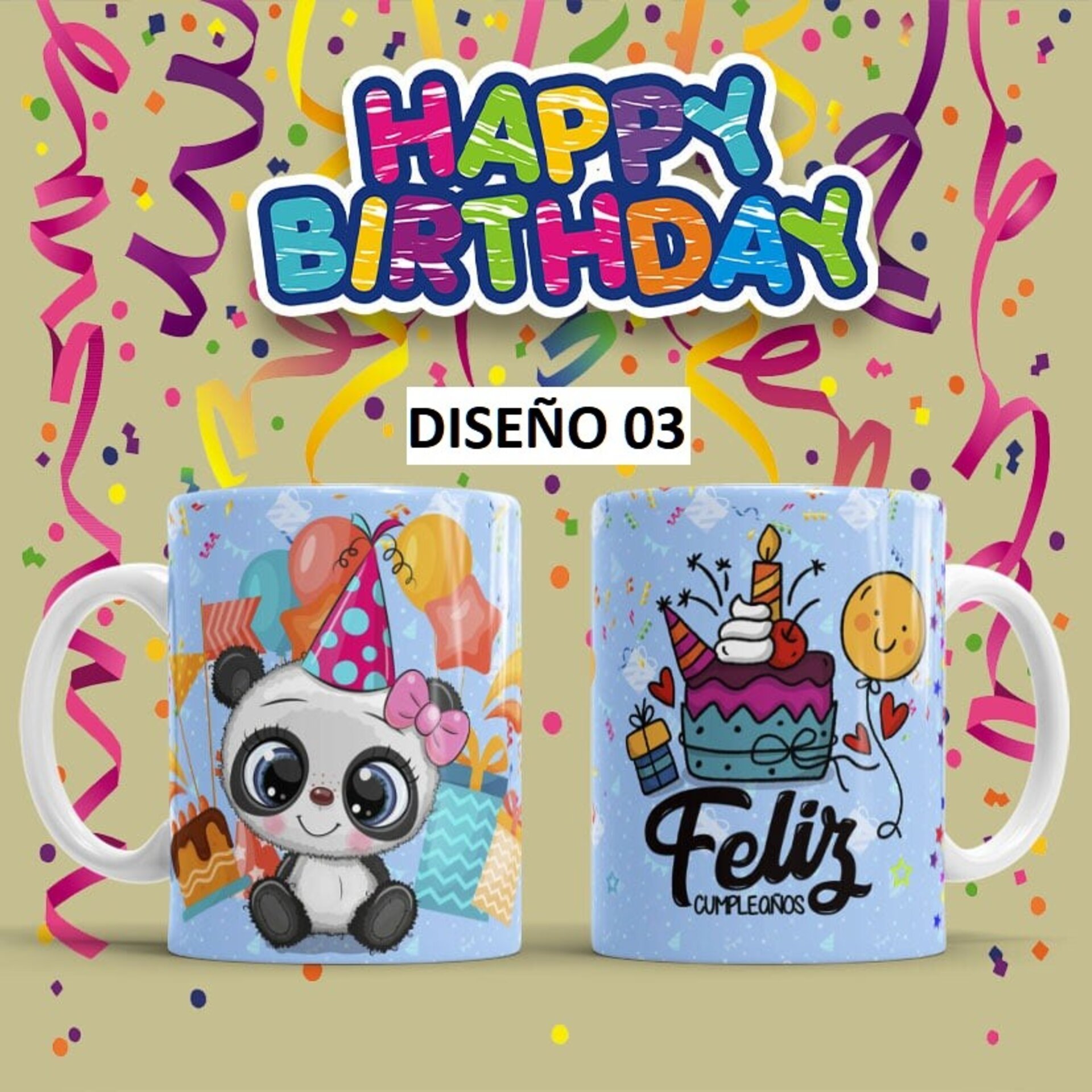 Taza Feliz Cumpleaños, varios diseños a elegir - 3