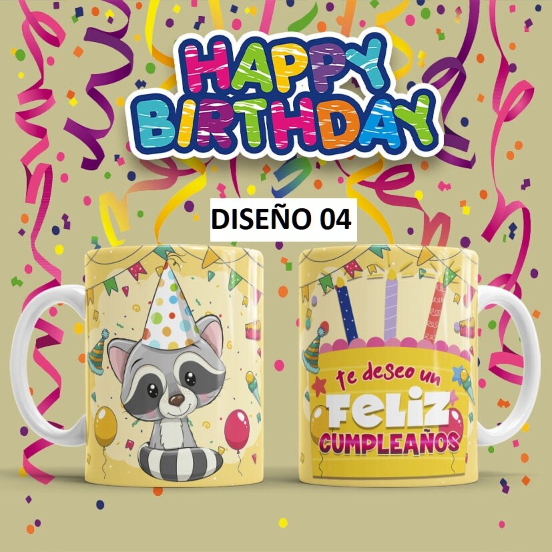 Taza Feliz Cumpleaños, varios diseños a elegir - 4