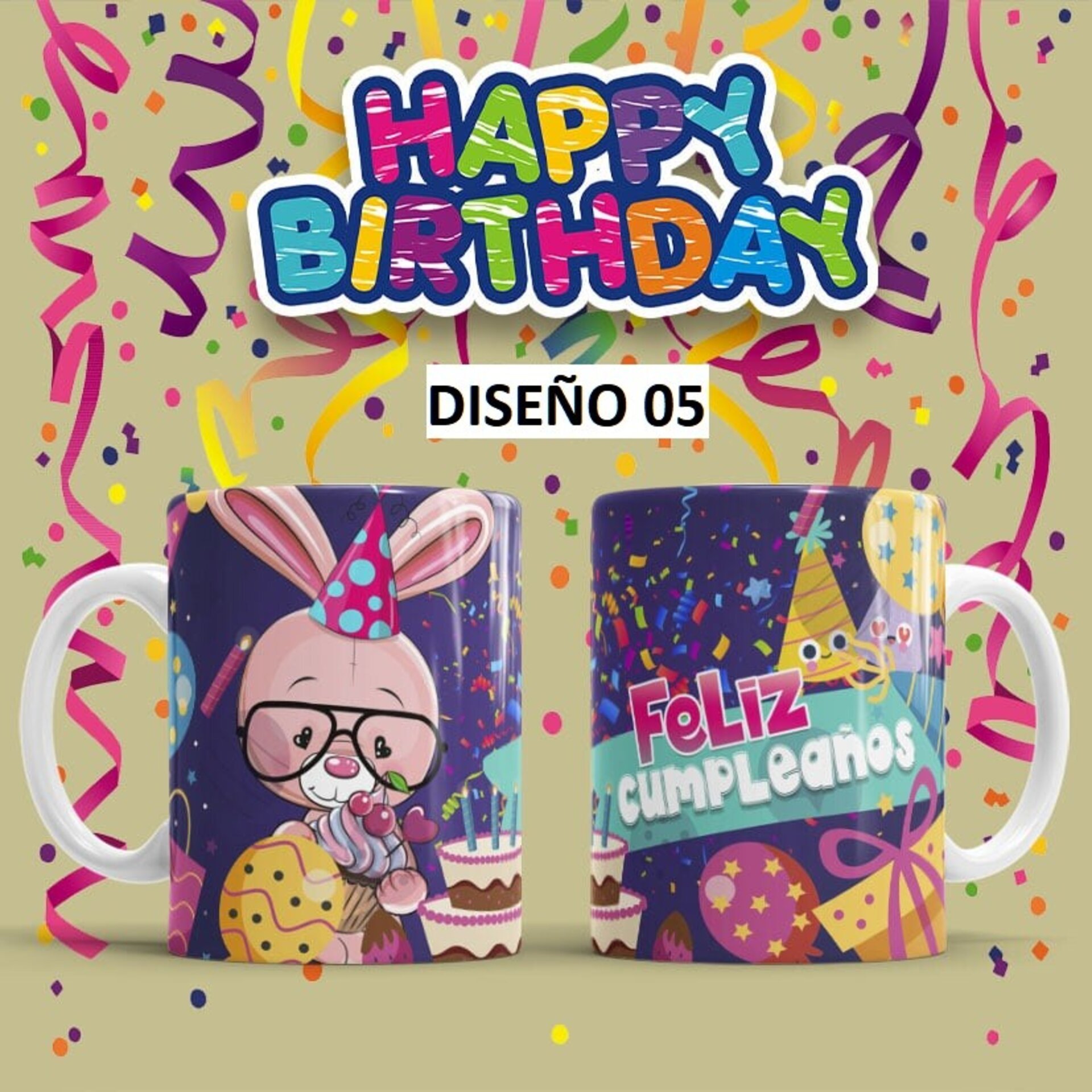 Taza Feliz Cumpleaños, varios diseños a elegir - 5